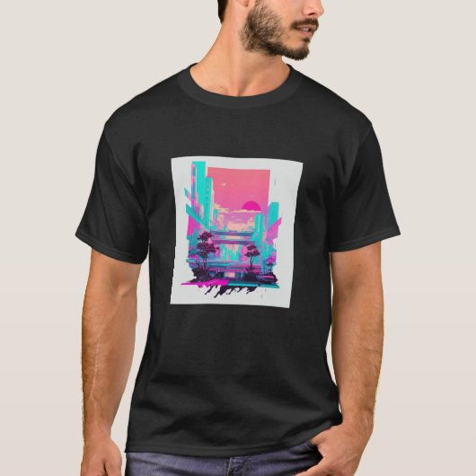 T-shirt Vaperwave Aesthetic Glitch Retrowave Synthwave 11 (Devant)