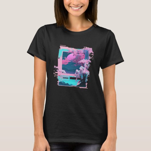 T-shirt Vaperwave Aesthetic Glitch Retrowave Synthwave 7 (Devant)
