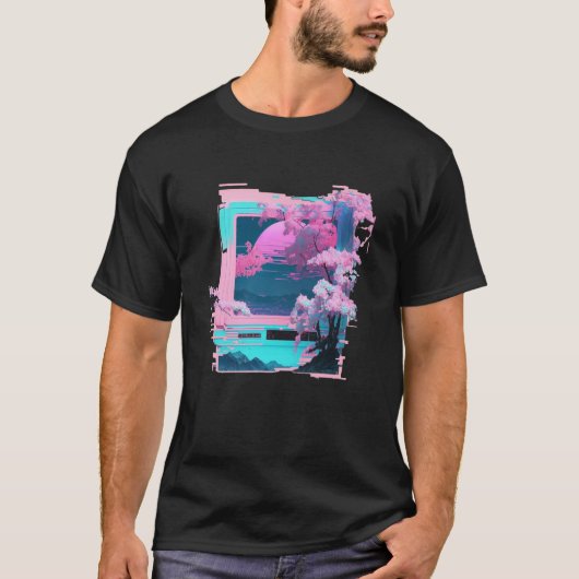 T-shirt Vaperwave Aesthetic Glitch Retrowave Synthwave  7 (Devant)