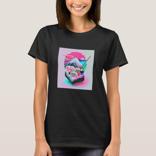 T-shirt Vaperwave Aesthetic Glitch Sushi Retrowave Synthwa (Devant)