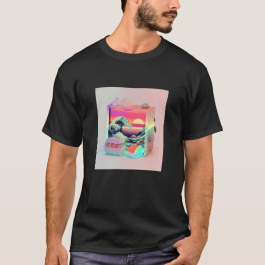 T-shirt Vaperwave Aesthetic Glitch Sushi Retrowave Synthwa (Devant)