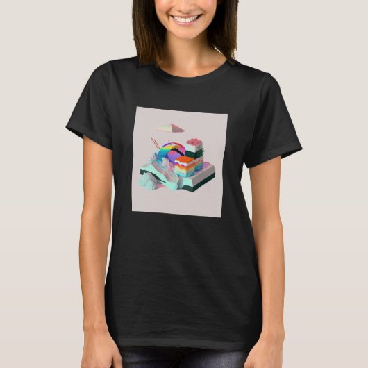 T-shirt Vaperwave Aesthetic Glitch Sushi Retrowave Synthwa (Devant)