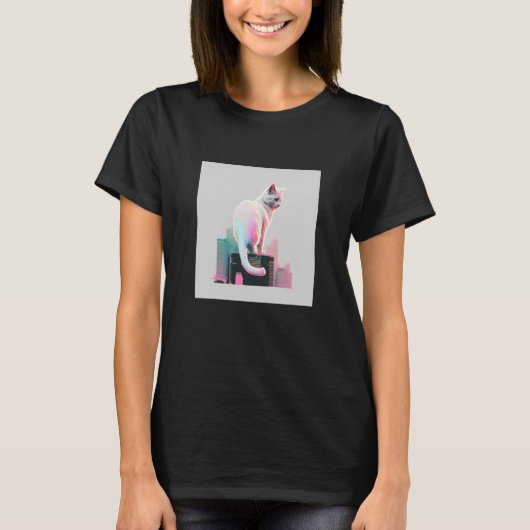 T-shirt Vaperwave Aesthétique Glitch Chat Rétrowave Synthw (Devant)
