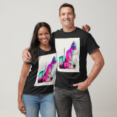T-shirt Vaperwave Aesthétique Glitch Chat Rétrowave Synthw (Unisexe)
