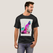 T-shirt Vaperwave Esthétique Glitch Cat Retrowave Synthwav (Devant entier)