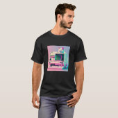 T-shirt Vaperwave Esthétique Glitch Chat Retrowave Synthwa (Devant entier)