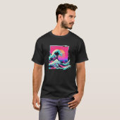 T-shirt Vaperwave Glitch esthétique Great Wave Retrowave S (Devant entier)