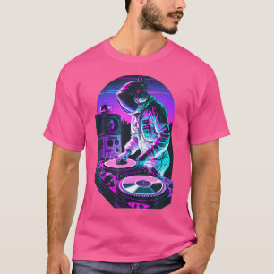 T-shirt Vapeur graphique de l'astronaute Dj Djing dans l'e
