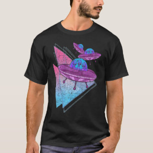 T-shirt Vaporwa Alien Synthwave, objet volant non identifi
