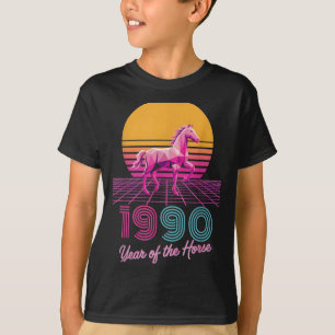 T-shirt Vaporwave 1990 Année du Cheval Cavalier Lunaire Zo