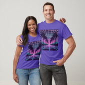 T-shirt Vaporwave 80s Neon Grid Synthwave Art Poster (Unisexe)
