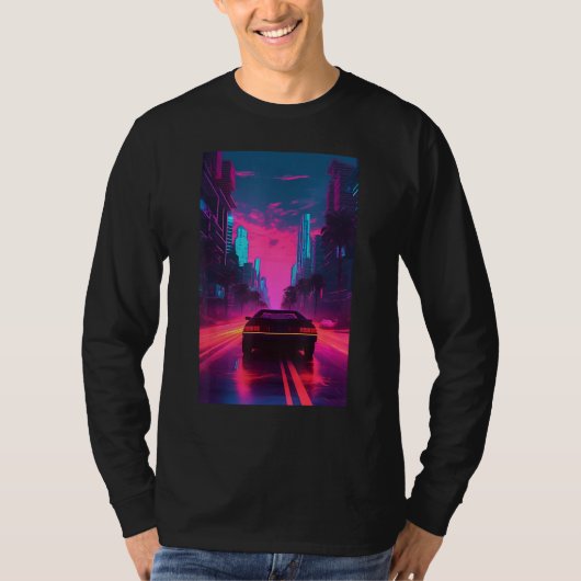 T-shirt Vaporwave Aesthetic Outrun Synthwave Retrowave (Devant)