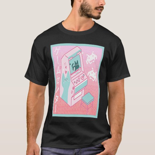 T-shirt Vaporwave Arcade Center Retro 80's 90's Japanese O (Devant)