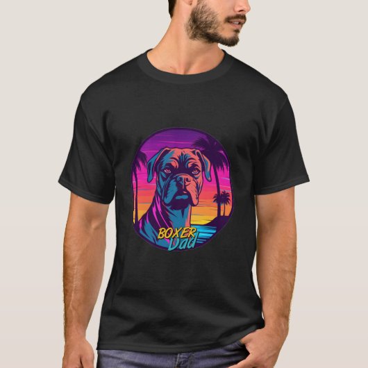 T-shirt Vaporwave Boxer Dad Futuristic Boxer (Devant)