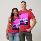 T-shirt Vaporwave Car Synthwave Sunset girl retro funny (Unisexe)