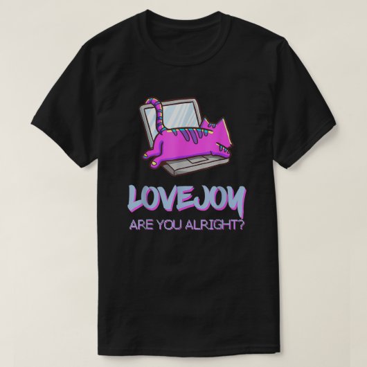 T-shirt Vaporwave Cat on Laptop Design (Design devant)