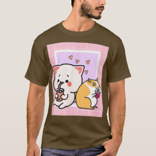 T-shirt Vaporwave Chat hamster 90s Japonais Kawaii Milk