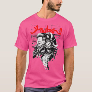 T-shirt Vaporwave Cyberpunk Cyborg Girl Japon Samurai Aest