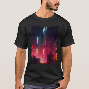 T-shirt Vaporwave de ville japonaise paysage urbain noctur