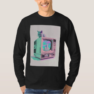 T-shirt Vaporwave Esthétique Glitch Chat Rétrowave Synthwa