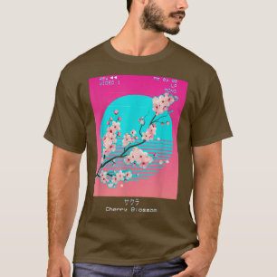 T-shirt Vaporwave esthétique Japonaise Sakura Cerise Bloss