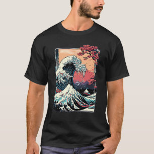 T-shirt Vaporwave Glitch esthétique Grande vague de Kanaga