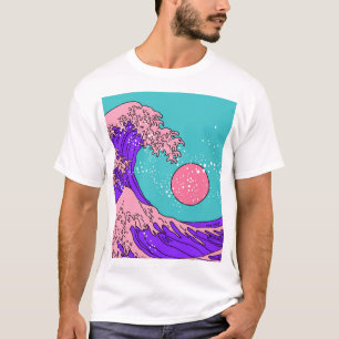 T-shirt Vaporwave Great Wave : Art Océanique Stylisé