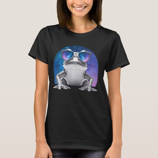 T-shirt Vaporwave Grenouille lunettes de l'espace Galaxie (Devant)