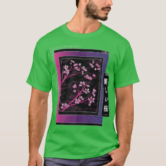 T-shirt Vaporwave Japon Style Japonais Cerise Blossom Saku