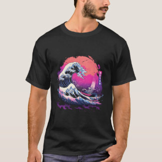 T-shirt Vaporwave Japonais Kanagawa Vague Grosse vague de