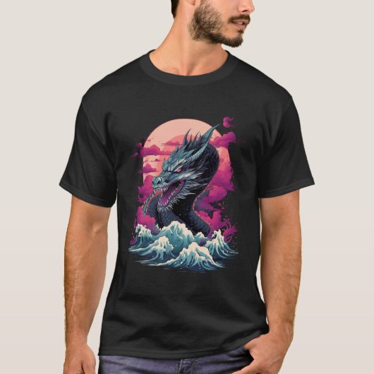 T-shirt Vaporwave japonais Tokyo Dragon Asiatique Retro 80 (Devant)