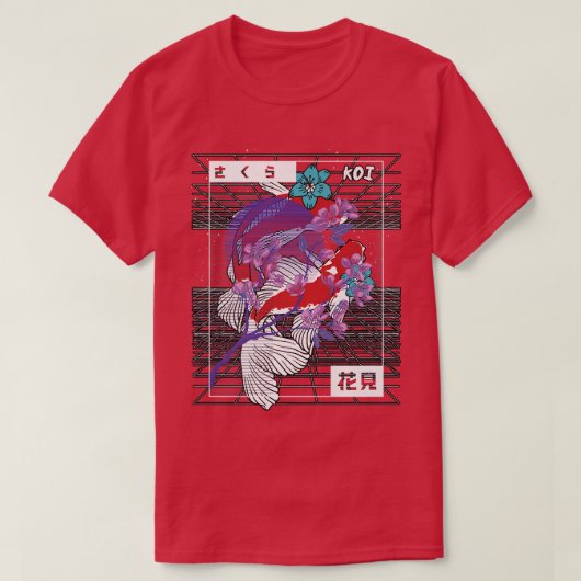 T-shirt Vaporwave Koi Fish Japon Sakura Carpe de sélection (Design devant)