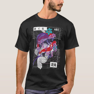 T-shirt Vaporwave Koi Fish Japon Sakura Carpe de sélection