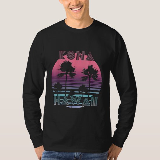 T-shirt Vaporwave Kona Hawaii Sunset Sun Surf Throwback Re (Devant)