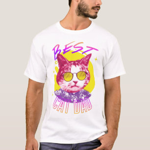 T-shirt Vaporwave Meilleur Chat Papa Kitty Esthétique Rétr