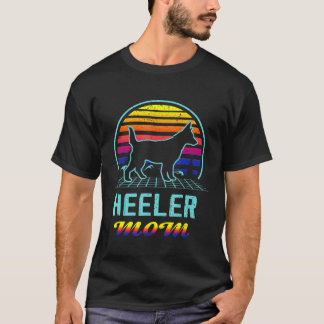 T-shirt Vaporwave Red Blue Heeler Maman Australian Cattle