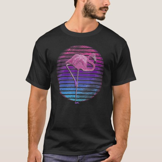 T-shirt Vaporwave rétro 90s Tropical Bird Lover Flami rose (Devant)