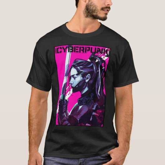 T-shirt Vaporwave Samurai Neon City New Urban Style  (Devant)