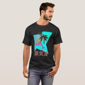 T-shirt Vaporwave Synthwave Dolphin Océan Kanjis (Devant entier)