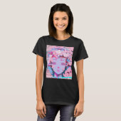 T-shirt Vaporwave Synthwave Retrowave Glitch Cherry Blosso (Devant entier)