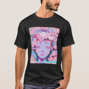T-shirt Vaporwave Synthwave Retrowave Glitch Cherry Blosso