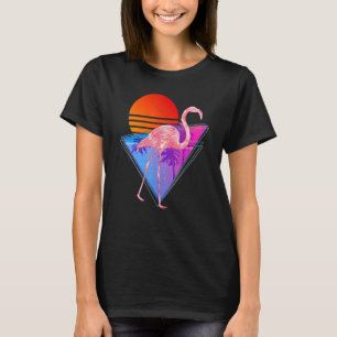 T-shirt Vaporwave Tropical Palmiers Rétro Oiseau rose Fl