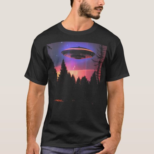 T-shirt Vaporwave UFO Synthwave Alien Retro Glitch 90s Aes (Devant)