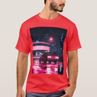 T-shirt Vaporwave voiture Synthwave famille de la ville