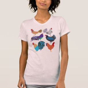 T-shirt Variété de poulet Oiseaux colorés