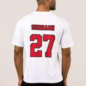 T-shirt Varsity Nom de l'équipe Numéro de base-ball noir r (Dos)