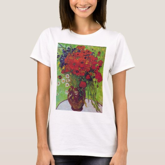 T-shirt Vase avec des fleurs de Cornouailles et des pavots (Devant)