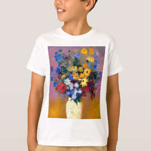 T-shirt Vase blanc avec fleurs Odilon Redon