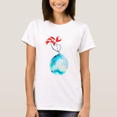 T-shirt Vase bleu Ikebana aquarelle art (Devant)