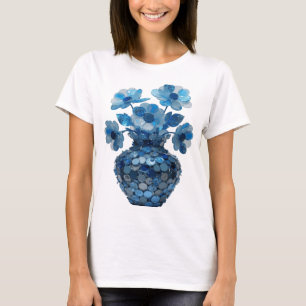 T-shirt Vase Floral BLEU Argent ICONIQUE Citation Design